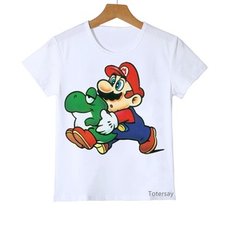 Kawaii niños ropa bebé camiseta anime Super Mario impresión de dibujos animados niño camiseta verano lindo niños top moda nuevo chico camiseta (2)
