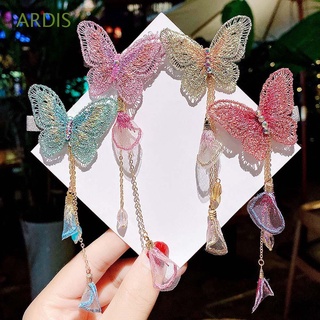 ARDIS Antique Party Butterfly Hairpins Hanfu Headwear Long Hair Clips Metal Tassel Elegant Korean Yarn Children Girl Hair Accessories/Multicolor