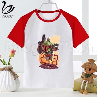 Chica camisas Boba Fett estrella guerra niño lindo camiseta niños de manga corta ropa divertida de dibujos animados fiesta Top chica camiseta