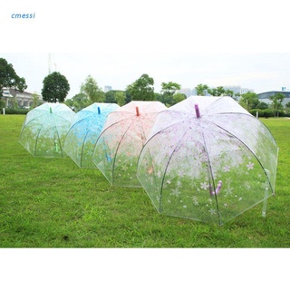 cmessi romántico transparente flores transparentes burbuja domo paraguas medio automático para el viento fuerte lluvia