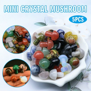5 Piezas De Mini Hongo De Cristal Piedras Naturales Talladas De Cuarzo Reiki Decoración De Jardín (1)