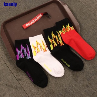 [Kaan] calcetines de moda Hip Hop Hit Color en Fire Crew calcetines de algodón YIKW