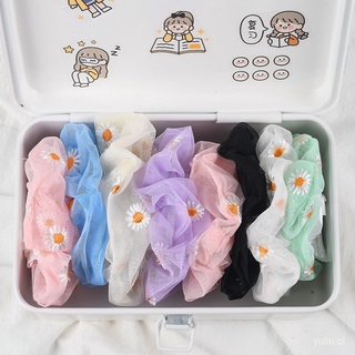stock listo 8 unids/bolsa moda coreano colorido gasa margarita scrunchie pelo lazo elástico banda de goma flor banda de pelo mujeres accesorios para el cabello (7)
