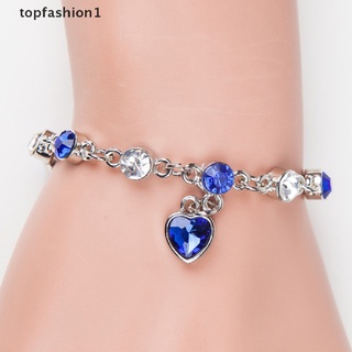 TOPF Exquisite Love Shape Weight Loss Bracelet 925 Pure Silver Blue Crystal Bracelet .
