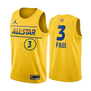 ALL-STAR New Season Men's Phoenix Suns 3# Chris Paul All-Star NBA Hot-Pressed Hot-Pressed Basketball Jersey Yellow XS-XXL