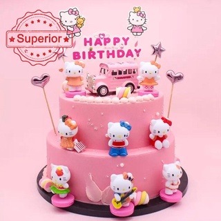 8 Piezas De Decoración De Tartas De Hello Kitty , Cumpleaños , Juguetes O5B4 (1)