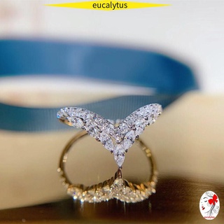 🌸Eutus🌸 Charm curvo anillo de diamante tamaño de compromiso 5-11 925 anillos de plata de las mujeres de la boda dedo joyería cúbica Zirconia moda regalos en forma de V