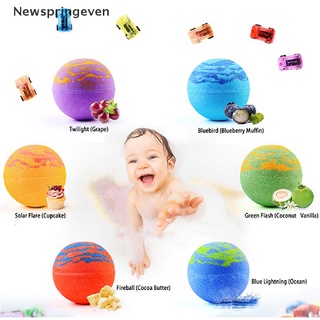 [nse] color sal de baño cuerpo limpio piel blanqueadora bola de baño bola de ducha contiene juguete para coche [newspringeven]