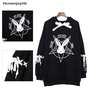 Hhb> Harajuku Print Lace Up Sweatshirt Women Hoodie Gothic Hooded Pullover Streetwear well