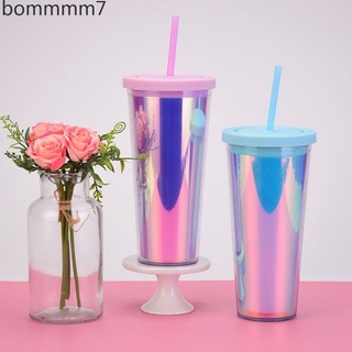 stock 450ml de doble capa de plástico de paja taza al aire libre se puede establecer color mágico bebida taza bommmm7