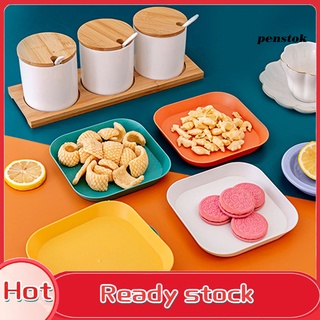[Terlaris]2Pcs Table Plates Flexible Multifunctional PP Colorful Smooth Square Dessert Dishes for Home