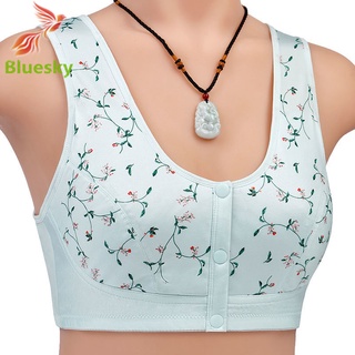 cómodo botón frontal sujetador de las mujeres inalámbrica ropa interior de algodón super delgado bordado (2)