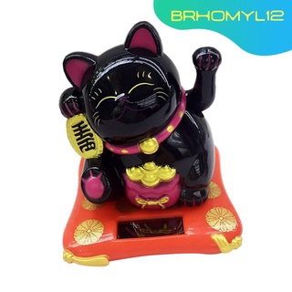 [Brhomyl2] Solar Power Maneki Neko acogedor gato de la suerte para el hogar coche decoración del Hotel (8)