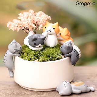 Gretm 6 pzs decoraciones maravillosas de gato de dibujos animados Micro paisaje