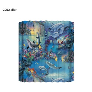 Cortina de ducha de baño ligera con lindos animales cortina de ducha con ganchos azul delfín para baño
