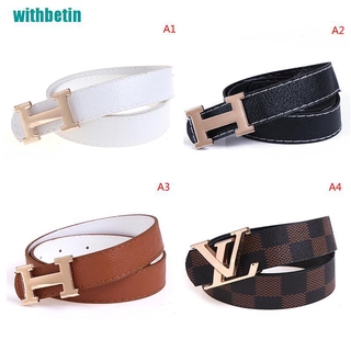 [Withbetin] cinturones de diseñador de marca H para niños Casual de cuero H hebilla correa para Jeans azul (1)