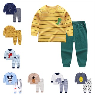 Baju Tidur niños ropa de los niños de manga larga pijamas conjunto de bebé niño pijamas moda ropa de bebé Baju Tidur Budak 4m-5Y