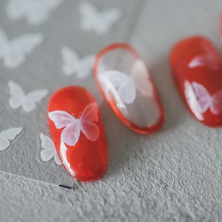 geanmiu - adhesivo universal compacto para manicura, diseño de mariposa blanca, diseño de uñas (8)