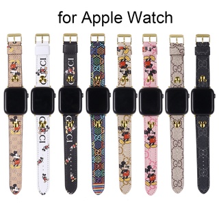Gucci Mickey Apple Watch correa de cuero PU deporte reloj banda de repuesto para iWatch Series 3 4 5 6