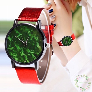 reloj retro de cuarzo con correa de cuero para pareja reloj redondo con esfera redonda para hombres y mujeres/relojes de fondo verde