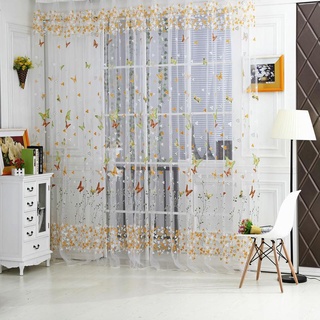 mariposa floral tul gasa ventana cortina cortina cortina cortina cortina transparente bufanda valance