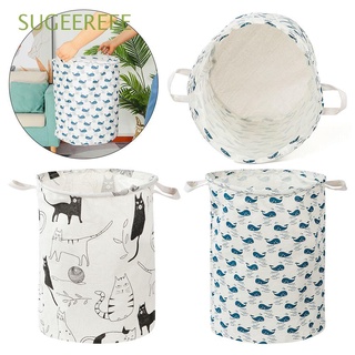 SUGEEREEE Foldable Dirty Laundry Basket Cat Pattern Large Capacity Storage Home Round Waterproof Organizer Bucket Linen Cotton Household Cloth Laundry Basket Whale Style Clothing Children Toy
