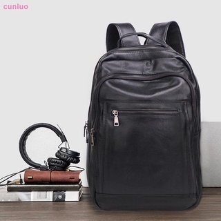 2021 nueva mochila de cuero de la computadora de la moda de los hombres mochila de la capa superior de cuero de gran capacidad casual bolsa de la escuela