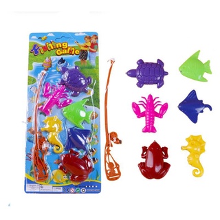 ii 7 piezas de juguetes magnéticos de pesca para niños 6 tipos de peces + 1 juego de caña de pescar en crecimiento rompecabezas juego de pesca padre-hijo juguete