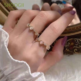 SHOOGII New Finger Ring Jewelry Accessories Love Heart Opal Open Ring Party Fashion Gifts Copper Adjustable/Multicolor