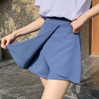 Falda de cintura alta mujer suelta Irregular falda delgada gasa ancho pierna (1)