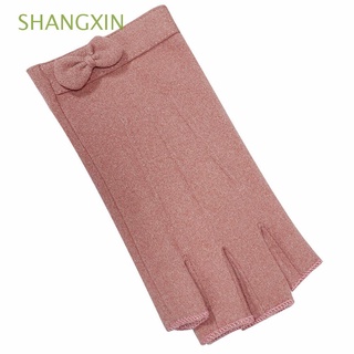 Shangxin mujeres invierno Plus terciopelo medio dedo arco otoño guantes de conducción manoplas de lana/Multicolor