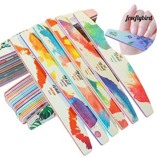 freeflybird 6 unids/set lima de uñas en forma de media luna papel de lija de doble cara tampón de uñas colorido profesional herramientas de manicura para mujer