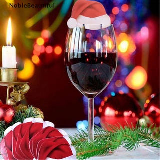 < NobleBeautiful > 10Pcs Navidad Copa De Tarjeta Santa Vino Decoración Feliz Adorno