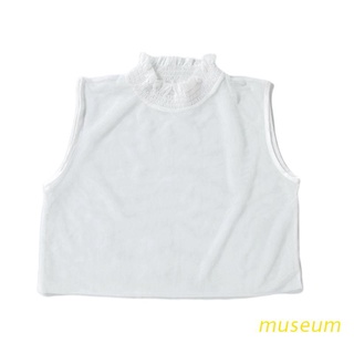 MUSE Women Ruffles Elastic High Neck False Fake Collar Pullover Vest Style Half-Shirt