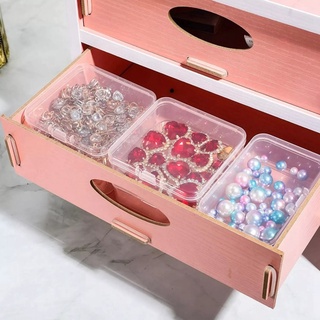 6 unids/Set Mini caja de almacenamiento cuadrada para joyas, * CM, contenedor de plástico transparente de una sola pieza (4)