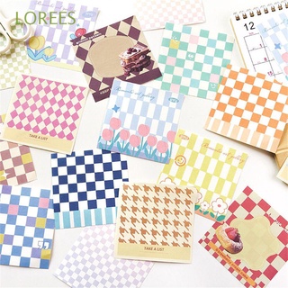 LOREES 100 Sheets Houndstooth Memo Pads Cute Message Note Grid Pattern Memo Pad Notepad Scrapbook Decoration Kawaii Writing Pads Cartoon Diary Stationery Flakes Planner Paper