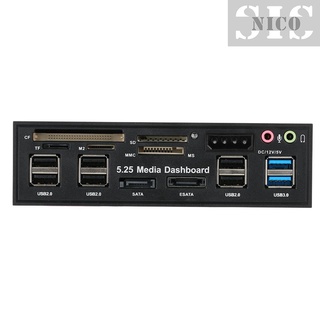 Multi-función USB Hub eSATA SATA puerto interno lector de tarjetas de PC tablero de instrumentos de medios Panel frontal de Audio para SD MS CF TF M2 MMC tarjetas de memoria compatible