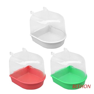 beehon - bañera de plástico para colgar, alta transparente, para pájaros, para loros, herramientas de limpieza