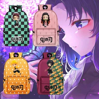 Anime Demon Slayer hombros mochila escolar bolsas de lona estudiante Casual Tanjirou Giyuu Nezuko gran capacidad bolsa de moda