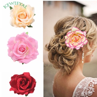 WV Women Fashion Imitation Flower Headdress Delicate Vivid Color Brooch for Bride