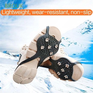 BROUK Women Men Crampons Climbing Spike Grips Cleats Ice Gripper For Snow Studs Non-Slip Hiking Covers Camping For Shoes Walking Cleat 5 Teeth