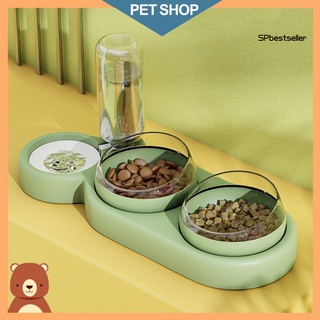 spb alimentador de alimentos de gran capacidad giratorio de 360 grados de plástico doble automático de 15 grados basculable desmontable gatos perro alimentador para el hogar