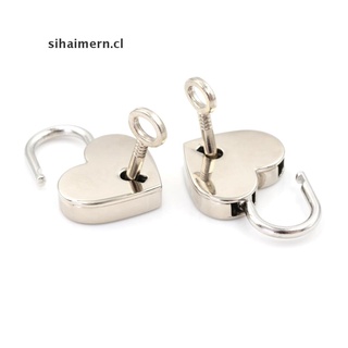 sihai - candado de metal plateado con forma de corazón, 2 bolsas de equipaje, cerradura con llave mini.