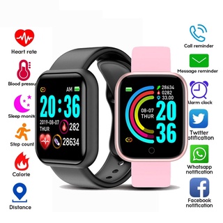 Reloj inteligente D20 para hombres y mujeres, rastreador de ejercicios a prueba de agua, Monitor de ritmo cardíaco, deportes Y68, reloj inteligente, pulsera al por mayor para IOS, Android