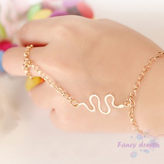 Fd pulsera de eslabones de cadena de esclavo para mujeres, diseño de serpiente, niñas, brazalete con anillo de dedo (6)