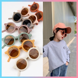 Coreano Retro gafas de sol para niños de moda redonda de Color sólido gafas de los niños Anti radiación UV400