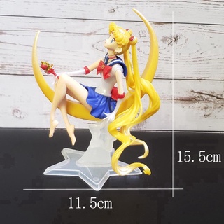 Ji886644 Anime Sailor Moon Tsukino Usagi PVC figura de acción decoración de tarta modelo chica