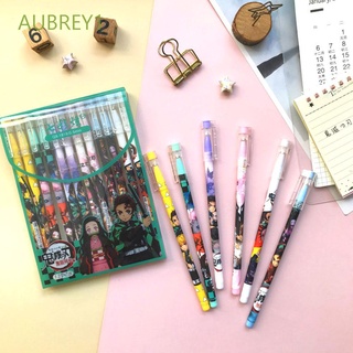 Aubrey1 12 pzs bolígrafos de Gel de cazador de demonios creativos/bolígrafo neutro/regalo lindo Nezuko/suministros de escuela/oficina/suministros para estudiantes/papelería Giyuu