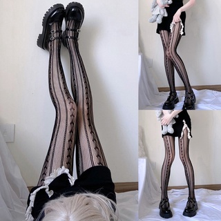 Calcetines/Medias/Medias de rayas de corazón oscuro para mujer blink/pantalones góticos Punk Sexy huecos medias de red medias negras japonesa Lolita Kawaii calcetines