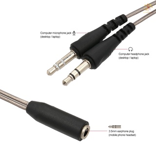 E-T Cable divisor de Audio de 3,5 mm Y 1 hembra a 2 macho convertidor de auriculares Cable de micrófono adaptador para auriculares a ordenador portátil PC (4)